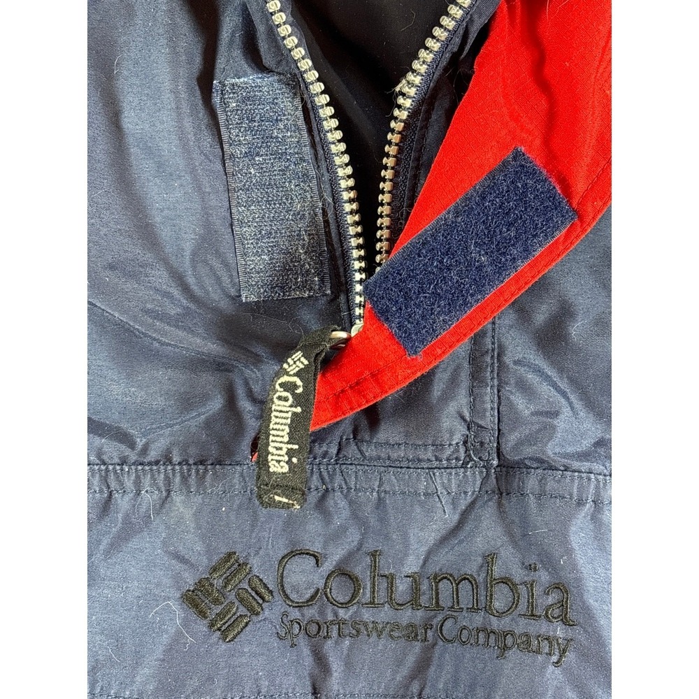 Columbia Mens Anorak Jacket Navy Blue Red Colorblock Hooded Pullover Large - Picture 6 of 10